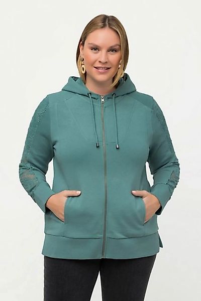 Ulla Popken Sweatjacke Hoodiejacke Spitze Kapuze Biobaumwolle günstig online kaufen