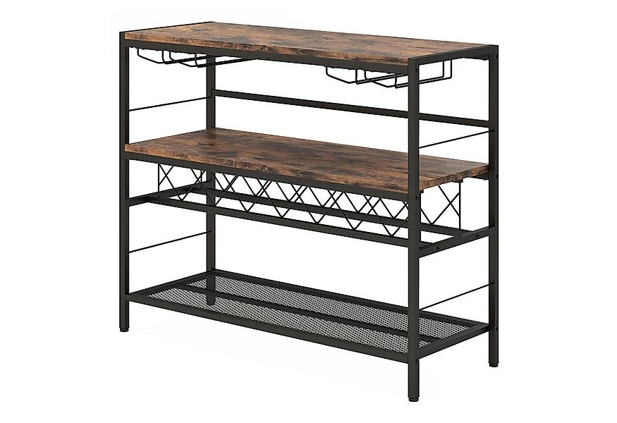 KOMFOTTEU Standregal, Küchenregal mit 3 Ebenen, für 7 Flaschen mit 4 Glasha günstig online kaufen