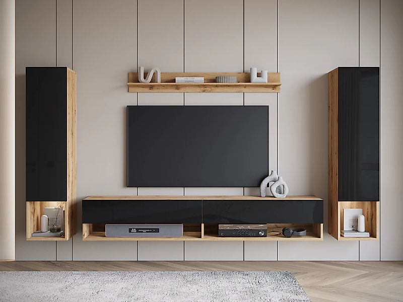 INOSIGN Wohnwand "AMADEO II" Komplett-Set, 4 Stk. tlg. Vitrine Türanschlag günstig online kaufen