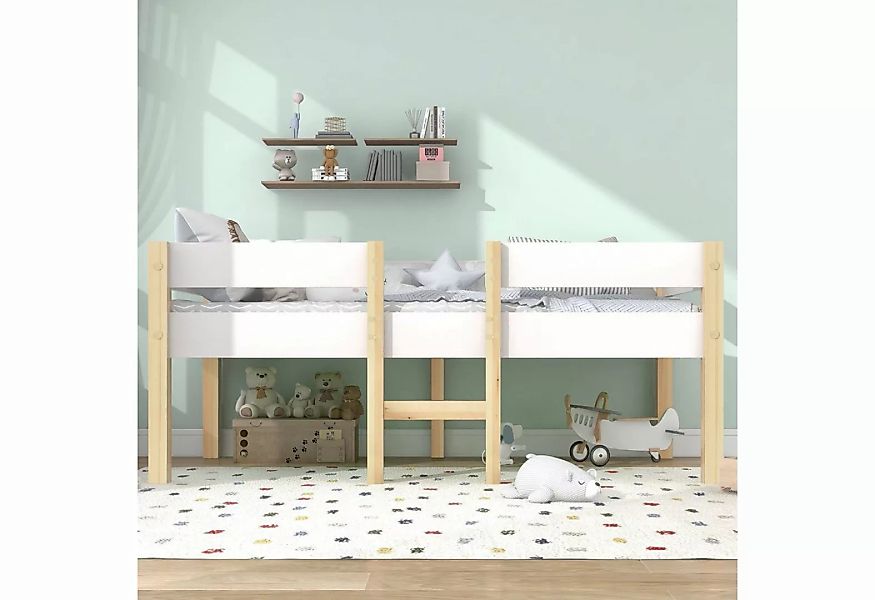 OKWISH Kinderbett Massives Kiefernholzbett Hochbett (Kinderbett mit Rausfal günstig online kaufen