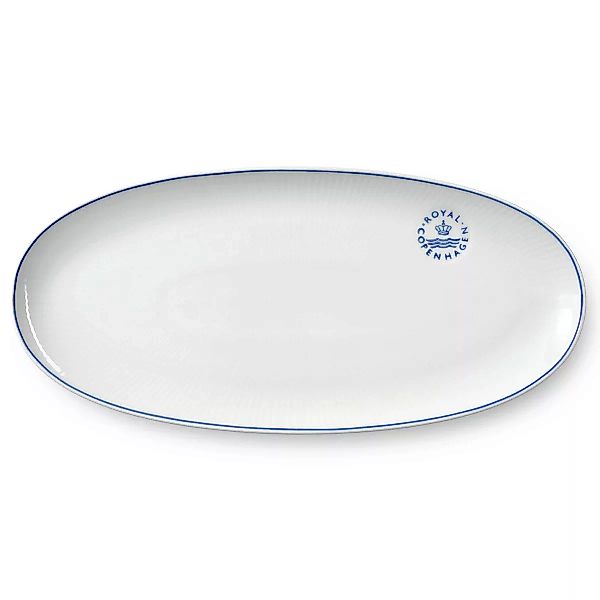 Blueline Teller oval 37cm weiß-blau günstig online kaufen