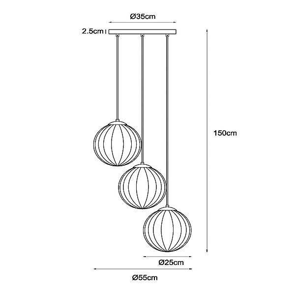 Pendelleuchte Monsaraz, Ø 35 cm, amber/grün, Glas, 3-flammig günstig online kaufen