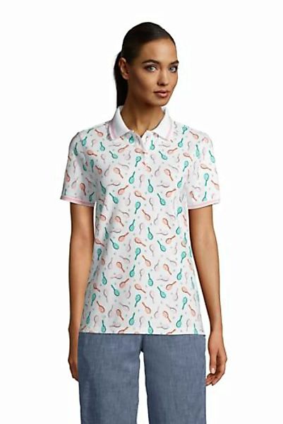 Piqué-Poloshirt, Damen, Größe: 48-50 Normal, Weiß, Baumwolle, by Lands' End günstig online kaufen