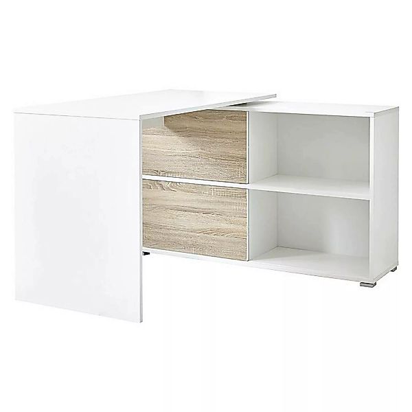 Lomadox Schreibtisch mit Aktenregal MANHATTEN-01 Weiß, Sonoma-Eiche-Nb. wei günstig online kaufen