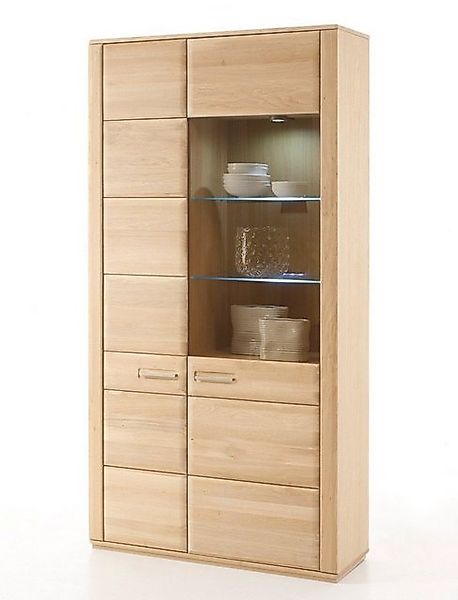 expendio Vitrine Senta 5 Eiche bianco 107x209x38 cm vormontiert Beleuchtung günstig online kaufen