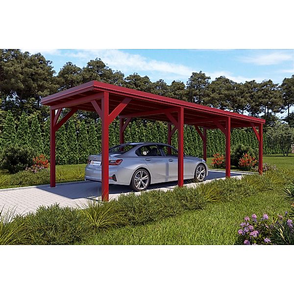 Holzbrüder Carport Ralf 26m² Oxidrot-Rot günstig online kaufen