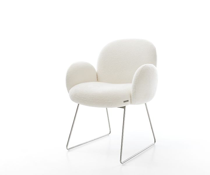 Esszimmerstuhl Nube-Flex mit Armlehnen Bouclé Soft Beige Kufengestell Edels günstig online kaufen