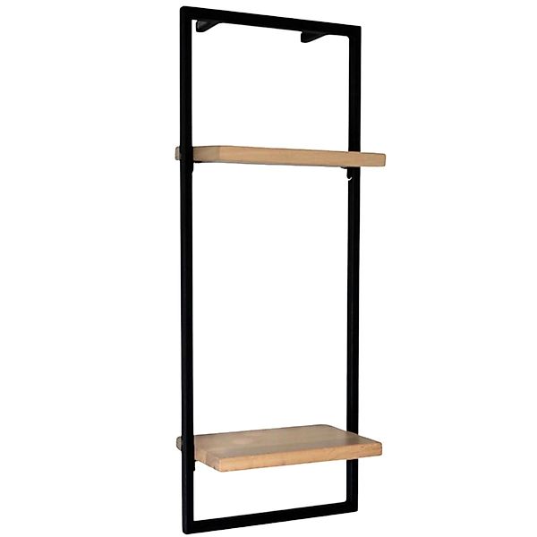 holz4home® Wandregal Eiche Hellgrau mit Metallrahmen Schwarz I Ohne Baumkan günstig online kaufen