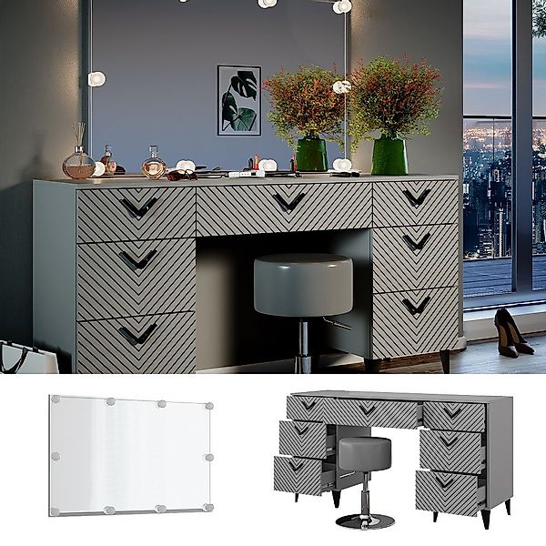 Vicco Schminktisch Anett, Grau, 150 cm günstig online kaufen
