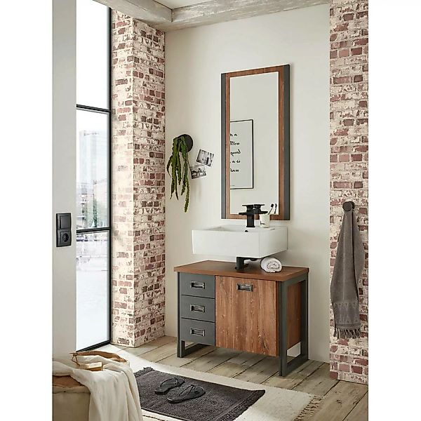 Badezimmer Waschplatz Set DALLAS-61 in Stirling Oak Nb. mit Absetzungen in günstig online kaufen