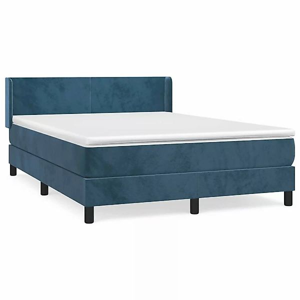 vidaXL Boxspringbett mit Matratze Dunkelblau 140x190 cm Samt1466592 günstig online kaufen