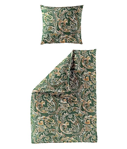 BIERBAUM Bettwäsche 135x200cm Paisley Dunkelgrün Braun, günstig online kaufen