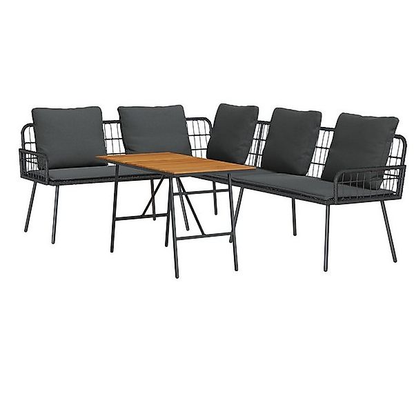 vidaXL Loungesofa 2-teiliges Garten Sofa Set mit Kissen Schwarz Poly Rattan günstig online kaufen