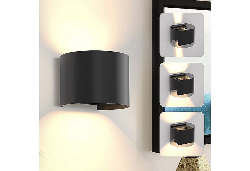 Nettlife Wandleuchte Innen & Aussen LED Wandlampe Schwarz 3000K Metal 5w 1E günstig online kaufen
