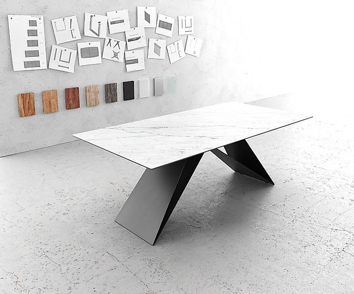DELIFE Esstisch Edge, Keramik Laminam®Statuarietto Weiß günstig online kaufen