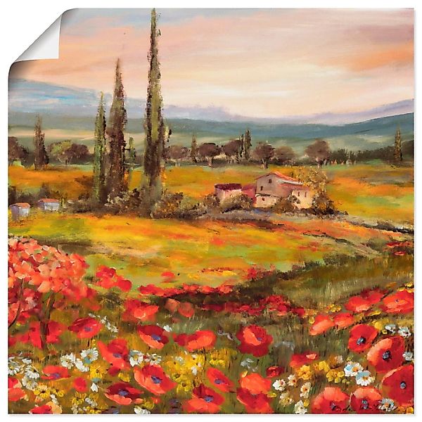 Artland Wandbild "Mohnblumen und Zypressen", Felder, (1 St.) günstig online kaufen
