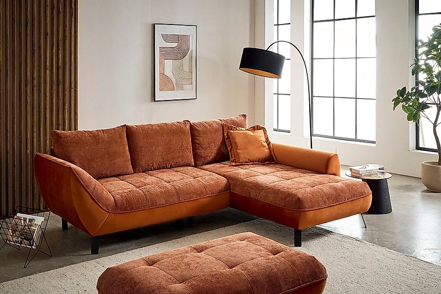 exxpo - sofa fashion Ecksofa "Bellinii, Materialmix, Strukturbezug und pfle günstig online kaufen