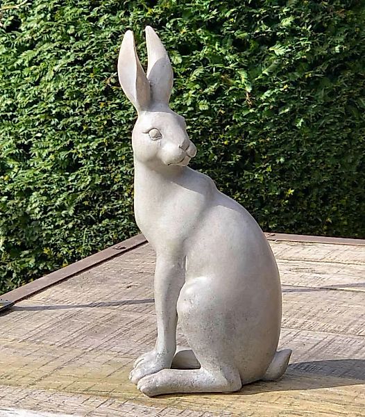 Hase Figur 30 cm Groß Deko Beton-Optik Grau Tischdeko Ostern Osterhase günstig online kaufen
