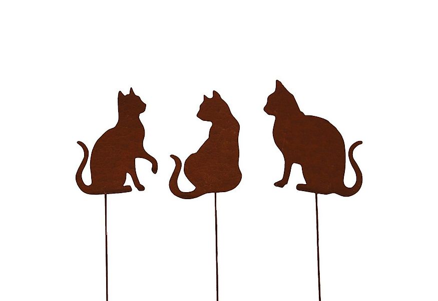 UNUS GARDEN Gartenstecker Stecker Rost Katzen im 3er Set (Katzen Gartenstec günstig online kaufen