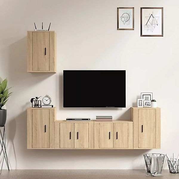 Vidaxl 5-tlg. Tv-schrank-set Sonoma-eiche Holzwerkstoff günstig online kaufen