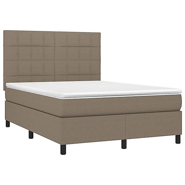 vidaXL Bett Boxspringbett mit Matratze & LED Taupe 140x190 cm Stoff günstig online kaufen