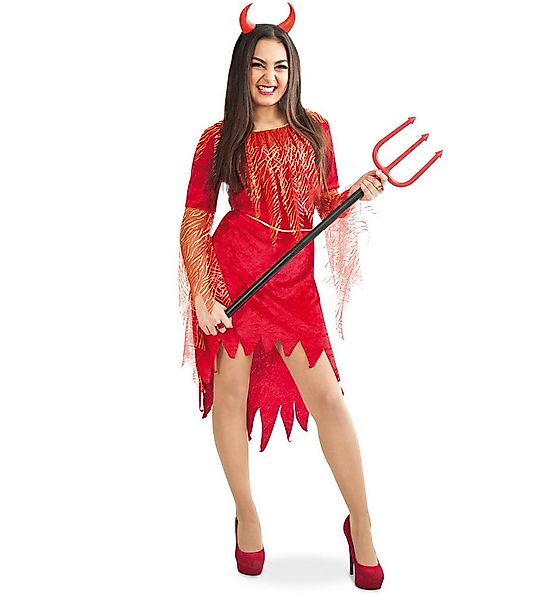 Fries Teufel-Kostüm Höllenfürstin Teufelin Kostüm Kleid Rot mit Gürtel Hall günstig online kaufen
