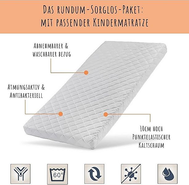 Kids Collective Kinderbett Bodenbett Bett mit Rausfallschutz & Lattenrost M günstig online kaufen