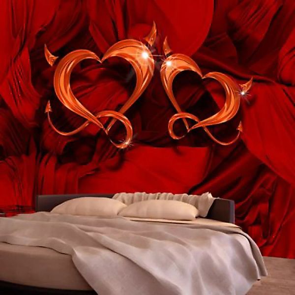 artgeist Fototapete Two hearts rot Gr. 200 x 140 günstig online kaufen