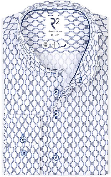R2 Poplin Hemd Druck Blau - Größe 39 günstig online kaufen