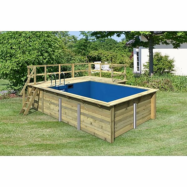 Karibu Pool Gr. 2 inkl. Terrasse + Seitenterrasse KDI Innenhülle Blau günstig online kaufen