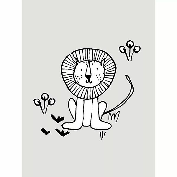 Komar Poster Scribble Lion Löwe B/L: ca. 30x40 cm günstig online kaufen