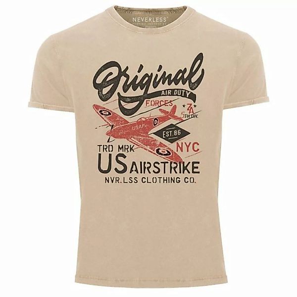 Neverless Print-Shirt Herren Vintage Shirt US Airforce Army Motiv Spitfire günstig online kaufen