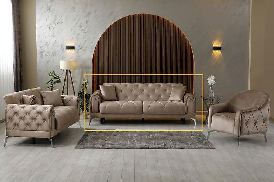 3-Sitzer inkl. Zierkissen ca. 228x83x91 cm Cappuccino günstig online kaufen