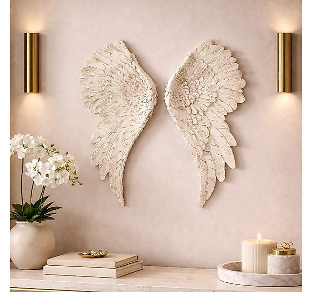 MF Wanddekoobjekt Wandobjekt Engelflügel in Beige Mattes Finish (2 St) günstig online kaufen