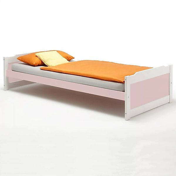 Einzelbett FRITZ 90x200 cm in weiß/rosa günstig online kaufen