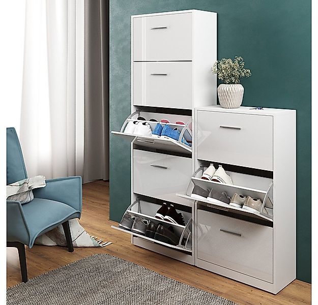 Vicco Schuhkipper Gizmo, Weiß Hochglanz/Weiß, 59 x 169.5 cm günstig online kaufen
