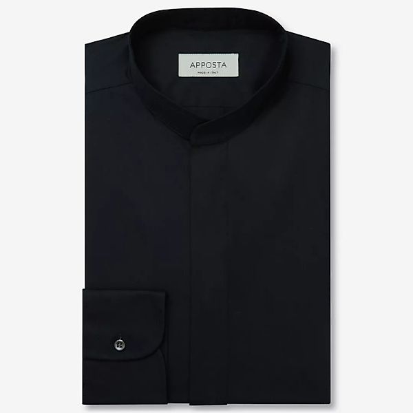 Hemd  einfarbig  schwarz 100% reine baumwolle twill doppelt gezwirnt, krage günstig online kaufen