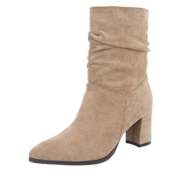 Ital-Design Eleganter Blockstiefel mit gerafftem Design für Damen Stiefelet günstig online kaufen