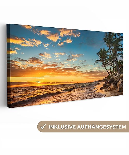 OneMillionCanvasses® Leinwandbild Panorama Strand - Sonnenuntergang günstig online kaufen