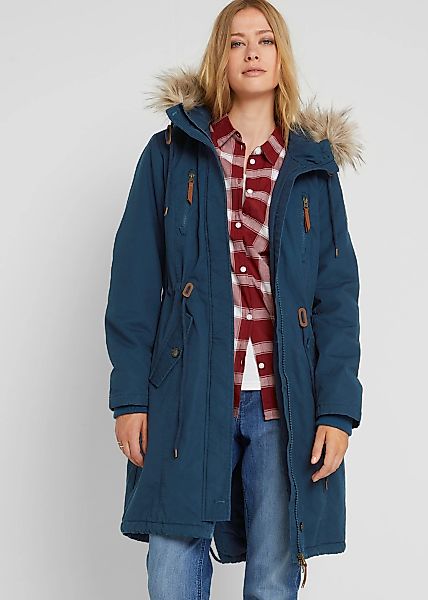 bonprix Parka mit Kapuze mit Kapuze mit Fellimitat, weitenregulierbar günstig online kaufen