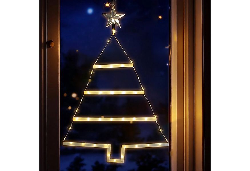 Spetebo LED Fensterbild Weihnachtsbaum 66 LED - 70 x 46 cm, mit 8 Funktione günstig online kaufen