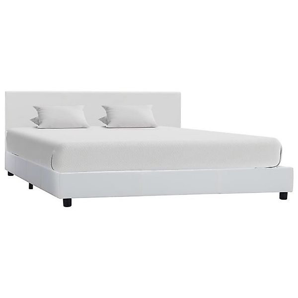 vidaXL Bettgestell Bettgestell Weiß Kunstleder 140x200 cm Bett Bettrahmen B günstig online kaufen