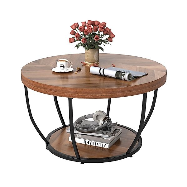 COSTWAY Couchtisch, Couchtisch rund, Sofatisch Holz günstig online kaufen