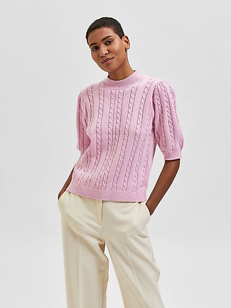 SELECTED Zopfstrick Pullover Damen Pink günstig online kaufen