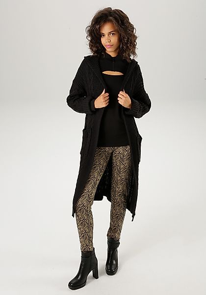 Aniston CASUAL Strickjacke im trendigem Zopf- günstig online kaufen