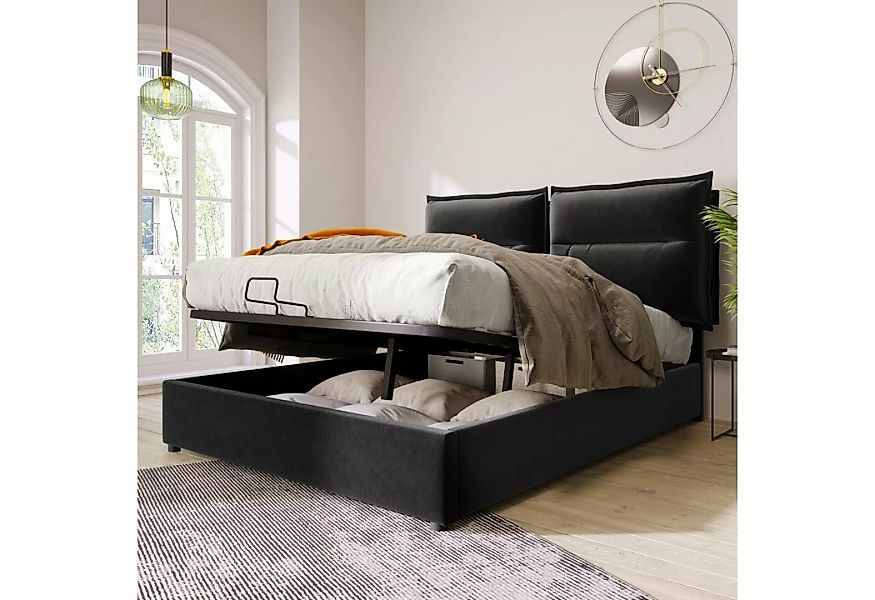 SOFTWEARY Polsterbett Doppelbett (mit Lattenrost und Bettkasten, 140x200 cm günstig online kaufen