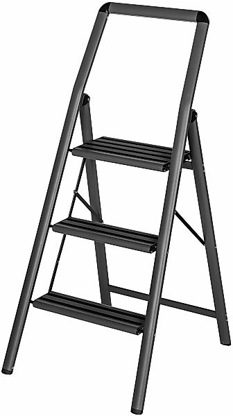 WENKO Trittleiter "Modell Alu-Compact" leichte & rutschfeste Haushaltsleite günstig online kaufen
