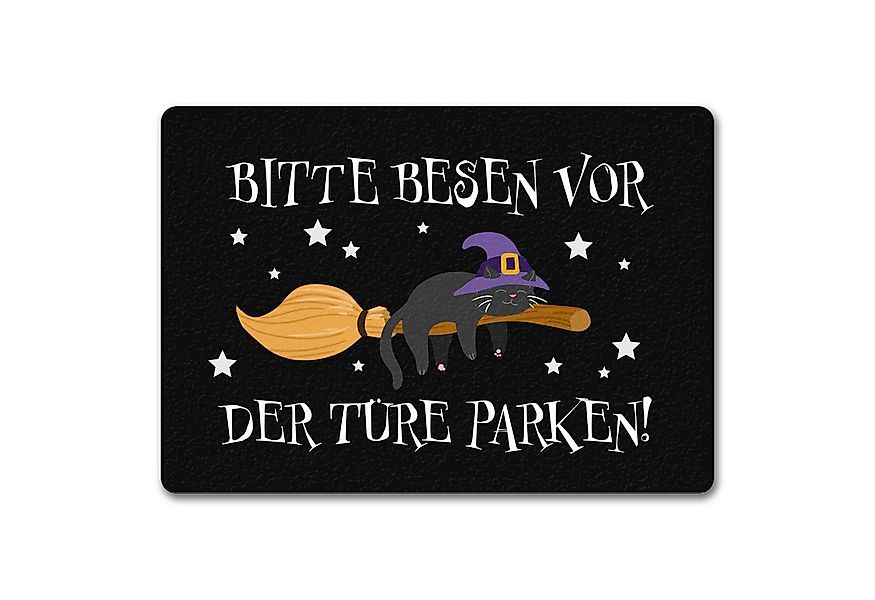 speecheese Fußmatte Hexen Katze auf Besen Fußmatte in 35x50 cm ohne Rand Bi günstig online kaufen