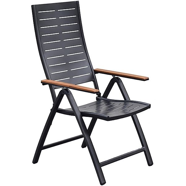 Merxx Klappstuhl Tinos Aluminium mit Armlehnen verstellbar Graphit günstig online kaufen