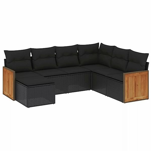 vidaXL 7-tlg Garten-Sofagarnitur mit Kissen Schwarz Poly Rattan Modell 241 günstig online kaufen